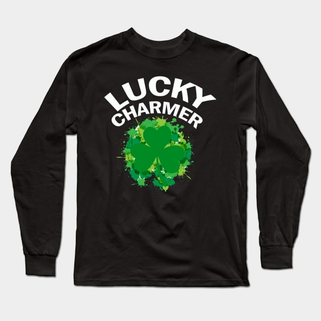 Lucky Charmer Funny Saint Patrick's Long Sleeve T-Shirt by FERRAMZ